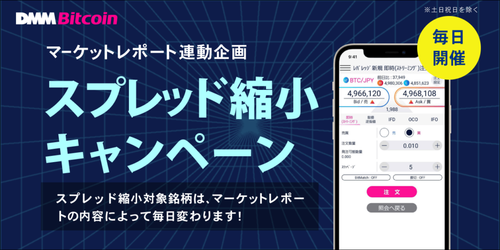 DMM Bitcoinマーケットレポート連動企画!スプレッド縮小キャンペーン