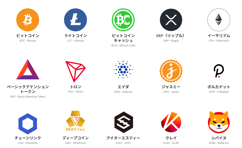 BITPOINT取り扱い仮想通貨
