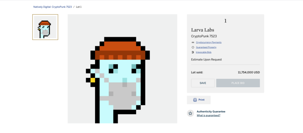 CryptoPunkシリーズ「#7523」