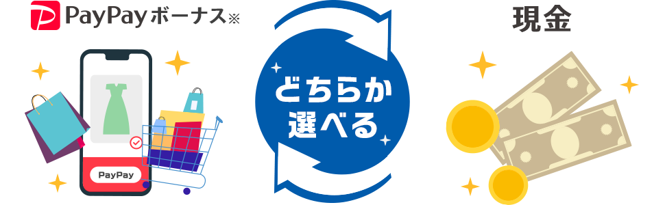 現金かPayPayポイントか選べる