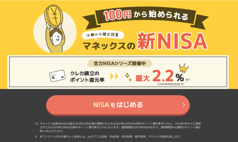 マネックス証券の新NISAのLP