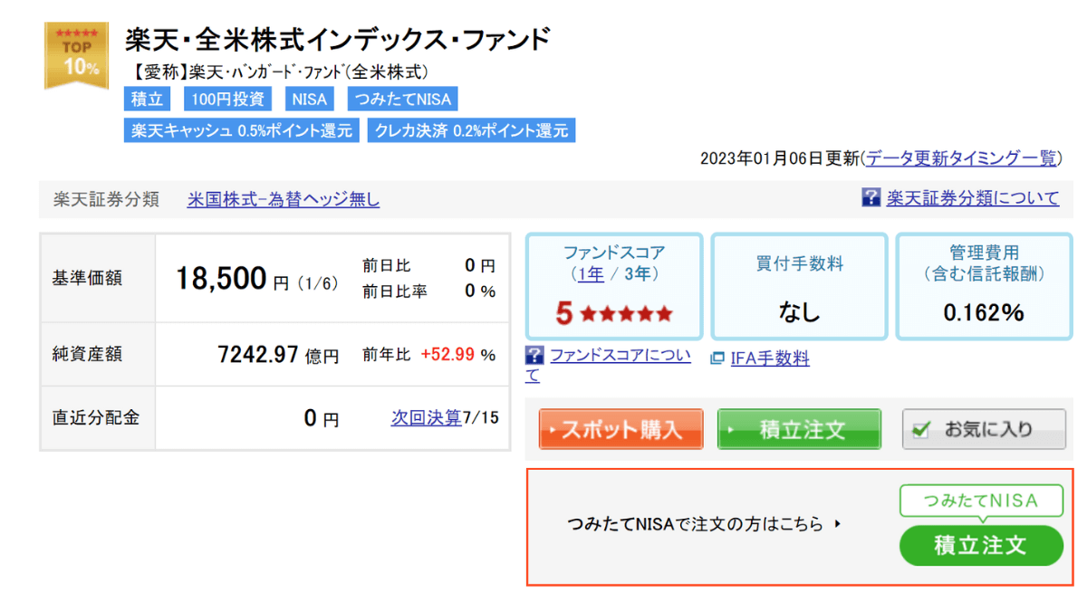 楽天証券でのつみたてNISAの始め方1